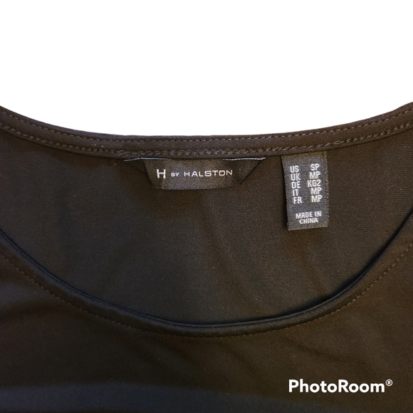 HALSTON Little Black Dress Faux Wrap Bow Detail - Picture 5 of 8